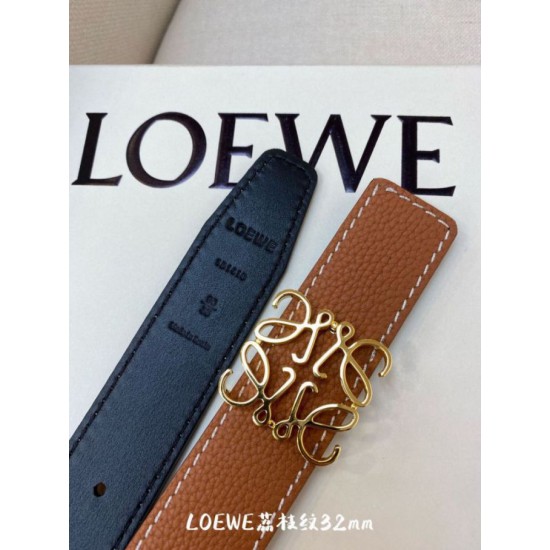 Premium Replica Loewe Anagram Reversible Belt 32mm Brown/Blue Knockoff