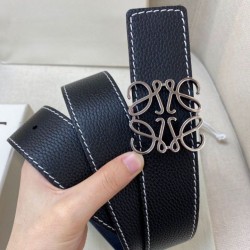 Premium Replica Loewe Anagram Reversible Belt 40mm Black/Navy Blue Knockoff
