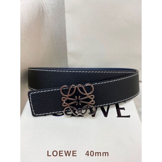 AAAAA Fake Loewe Anagram Reversible Belt 40mm Black/Navy Blue Replica Cheap Premium Replica Loewe Anagram Reversible Belt 40mm Black/Navy Blue Knockoff