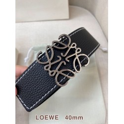 Premium Replica Loewe Anagram Reversible Belt 40mm Black/Navy Blue Knockoff