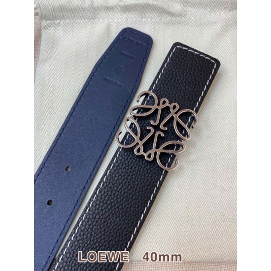AAAAA Fake Loewe Anagram Reversible Belt 40mm Black/Navy Blue Replica Cheap Premium Replica Loewe Anagram Reversible Belt 40mm Black/Navy Blue Knockoff