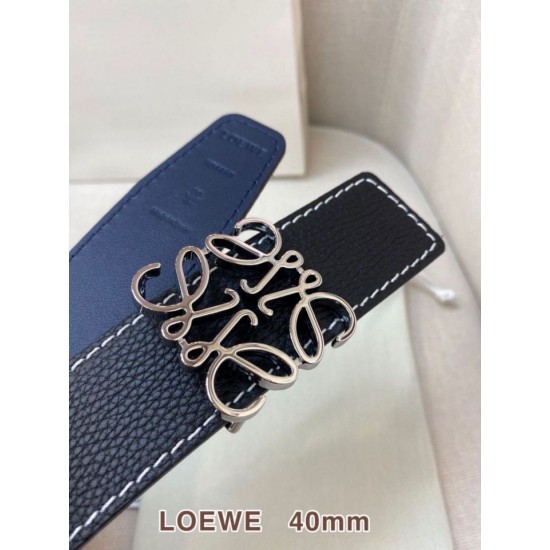 AAAAA Fake Loewe Anagram Reversible Belt 40mm Black/Navy Blue Replica Cheap Premium Replica Loewe Anagram Reversible Belt 40mm Black/Navy Blue Knockoff