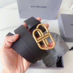 Premium Replica Balenciaga BB Belt with BB Logo Buckle 35mm Black Knockoff