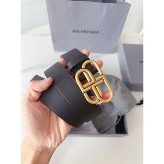 Premium Replica Balenciaga BB Belt with BB Logo Buckle 35mm Black Knockoff