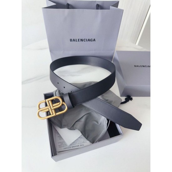 Premium Replica Balenciaga BB Belt with BB Logo Buckle 35mm Black Knockoff