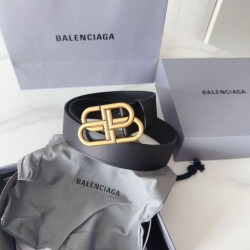 Premium Replica Balenciaga BB Belt with BB Logo Buckle 35mm Black Knockoff