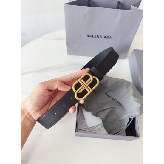 Premium Replica Balenciaga BB Belt with BB Logo Buckle 35mm Black Knockoff