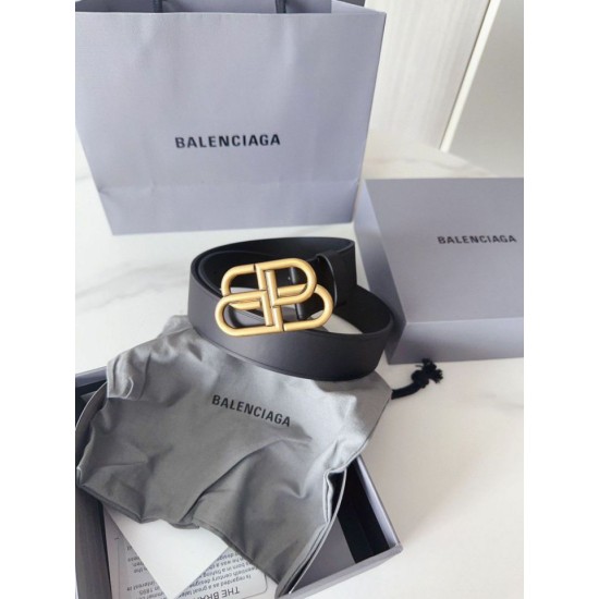 Premium Replica Balenciaga BB Belt with BB Logo Buckle 35mm Black Knockoff