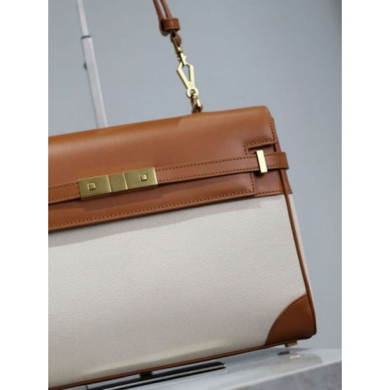 Premium Replica YSL Saint Laurent Manhattan Top-Handle Crossbody Bag Brown Knockoff