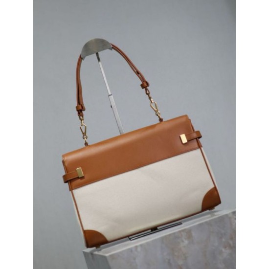 Premium Replica YSL Saint Laurent Manhattan Top-Handle Crossbody Bag Brown Knockoff
