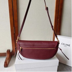 Premium Replica Celine Halfmoon Small Soft Triomphe Bag Burgundy Knockoff