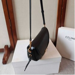 Premium Replica Celine Halfmoon Small Soft Triomphe Bag Black Knockoff
