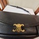 AAAAA Fake Celine Halfmoon Small Soft Triomphe Bag Black Replica Cheap Premium Replica Celine Halfmoon Small Soft Triomphe Bag Black Knockoff