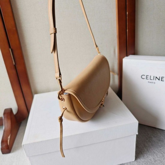 Premium Replica Celine Halfmoon Small Soft Triomphe Bag Apricot Knockoff