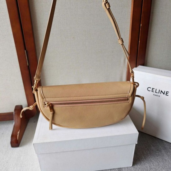 Premium Replica Celine Halfmoon Small Soft Triomphe Bag Apricot Knockoff