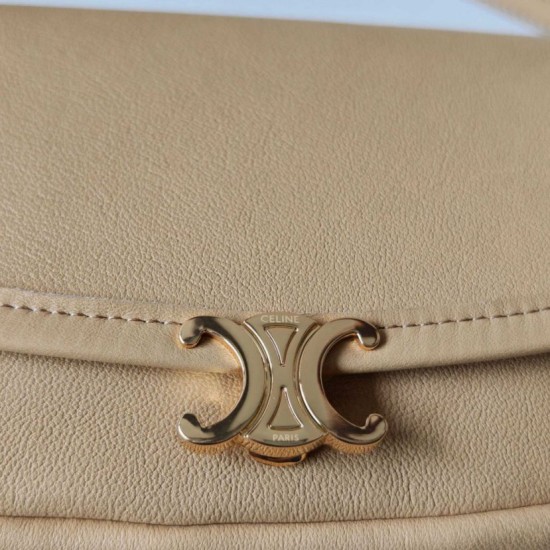 Premium Replica Celine Halfmoon Small Soft Triomphe Bag Apricot Knockoff
