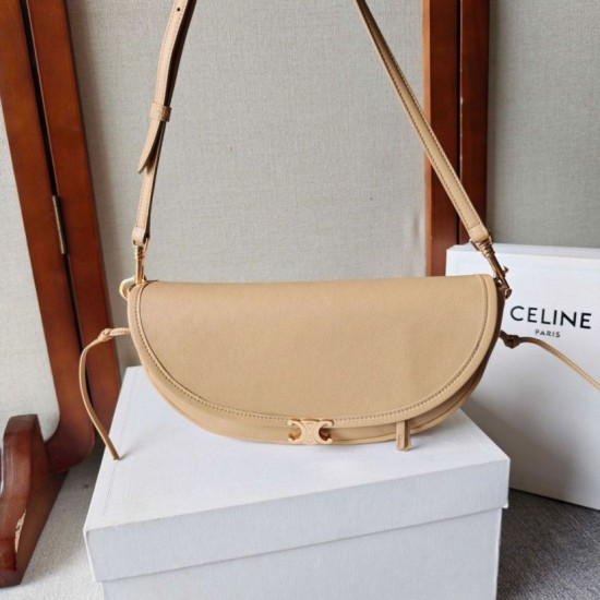Premium Replica Celine Halfmoon Small Soft Triomphe Bag Apricot Knockoff