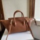 Premium Replica Celine Luggage Medium Tote Bag Soft Shiny Lambskin Brown Knockoff