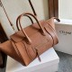 Premium Replica Celine Luggage Medium Tote Bag Soft Shiny Lambskin Brown Knockoff