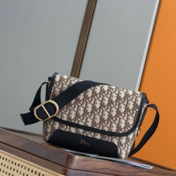 Premium Replica Dior Crossbody Bag Jett with brown oblique jacquard flap Knockoff