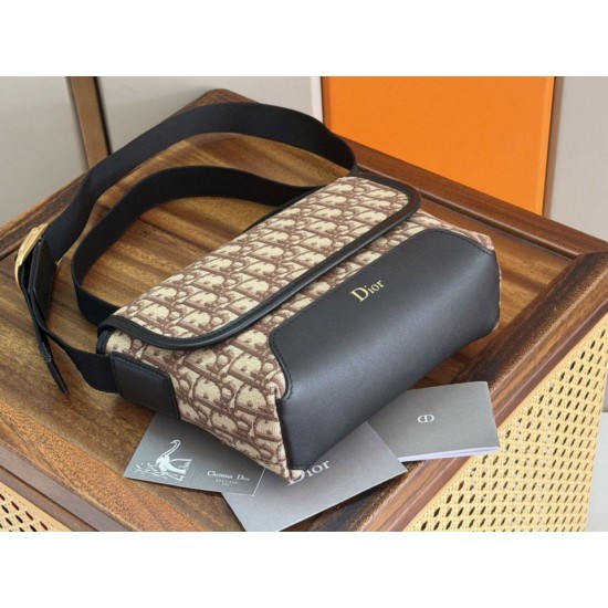 AAAAA Fake Dior Crossbody Bag Jett with brown oblique jacquard flap Replica Cheap Premium Replica Dior Crossbody Bag Jett with brown oblique jacquard flap Knockoff