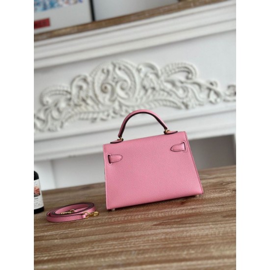 Premium Replica Hermes Mini Kelly II Sellier Epsom bag orange Knockoff