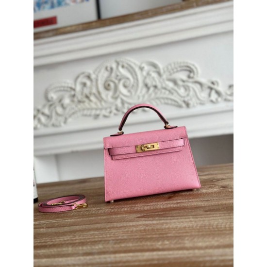 Premium Replica Hermes Mini Kelly II Sellier Epsom bag orange Knockoff