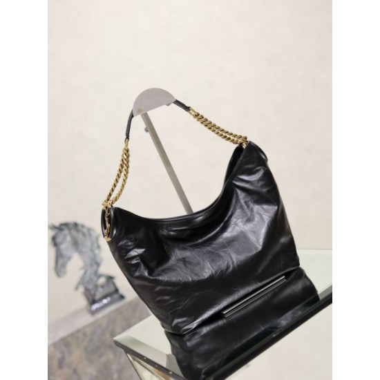 Premium Replica YSL Saint Laurent Hortense Hobo shoulder bag black Knockoff