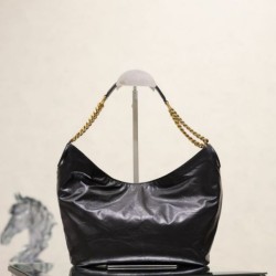 Premium Replica YSL Saint Laurent Hortense Hobo shoulder bag black Knockoff