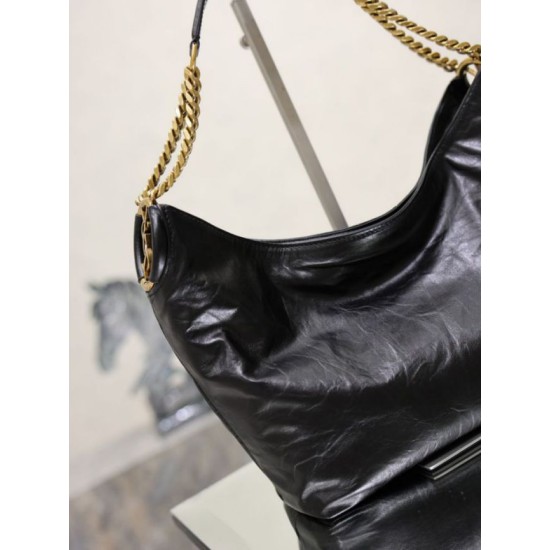 Premium Replica YSL Saint Laurent Hortense Hobo shoulder bag black Knockoff