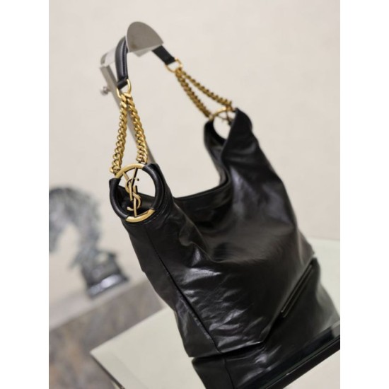 Premium Replica YSL Saint Laurent Hortense Hobo shoulder bag black Knockoff
