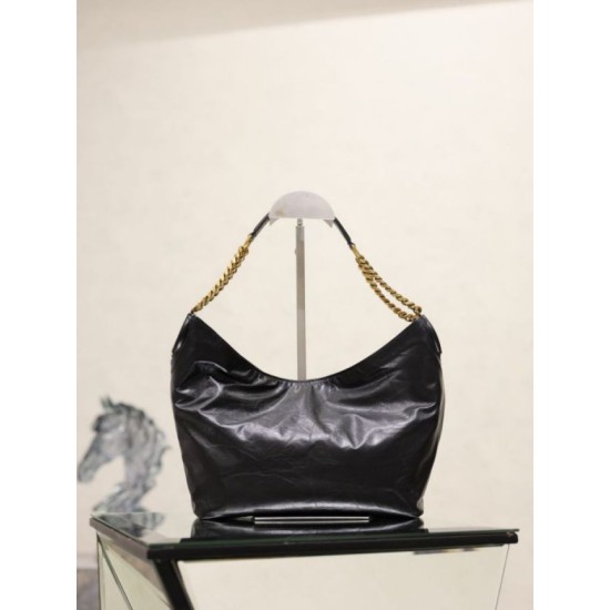 Premium Replica YSL Saint Laurent Hortense Hobo shoulder bag black Knockoff