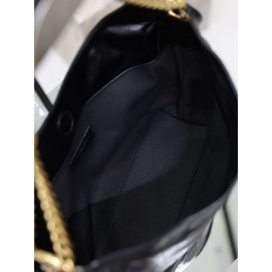 Premium Replica YSL Saint Laurent Hortense Hobo shoulder bag black Knockoff