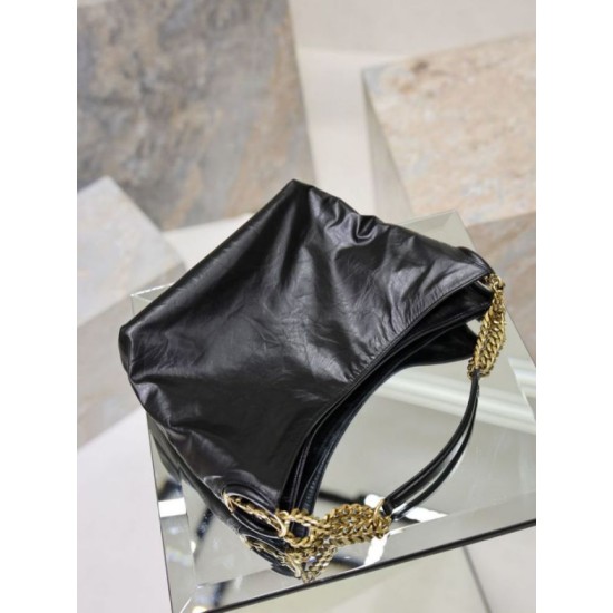 Premium Replica YSL Saint Laurent Hortense Hobo shoulder bag black Knockoff