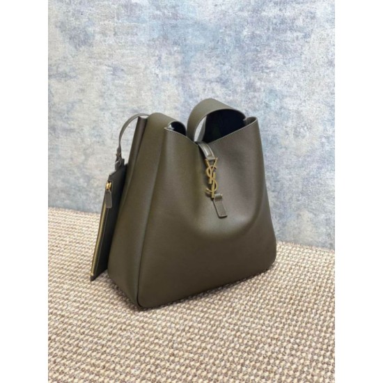 Premium Replica YSL Saint Laurent Le 5 à 7 large soft hobo bag light moss Knockoff