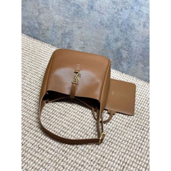 Premium Replica YSL Saint Laurent Le 5 à 7 small soft hobo bag brown Knockoff