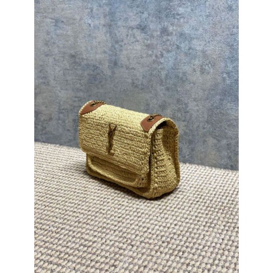 Premium Replica YSL Saint Laurent Niki Raffia medium shoulder bag Knockoff