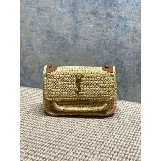 Premium Replica YSL Saint Laurent Niki Raffia medium shoulder bag Knockoff