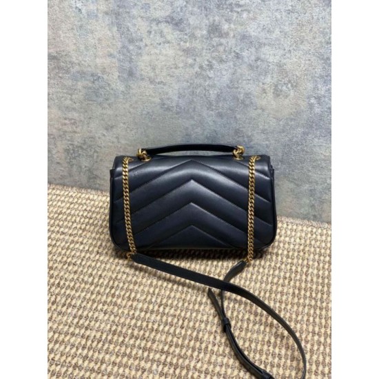 AAAAA Replica YSL Saint Laurent Loulou Small Quilted Bag in Black Fake Clone