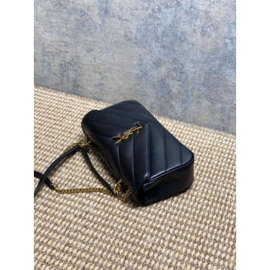 AAAAA Replica YSL Saint Laurent Loulou Small Quilted Bag in Black Fake Clone