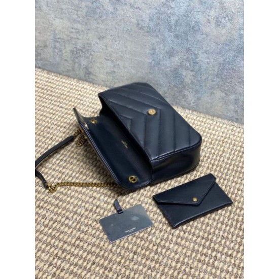 AAAAA Replica YSL Saint Laurent Loulou Small Quilted Bag in Black Fake Clone