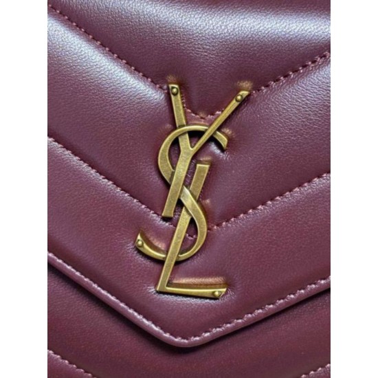 AAAAA Replica YSL Saint Laurent Loulou Small Quilted Bag in Burgundy Fake Clone