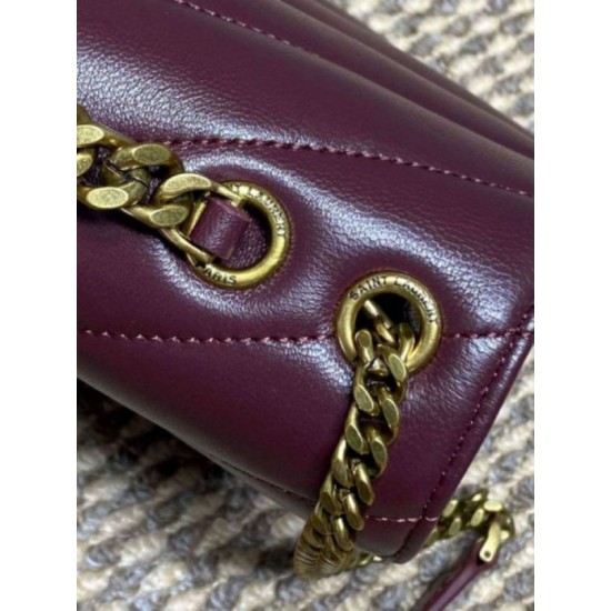 AAAAA Replica YSL Saint Laurent Loulou Small Quilted Bag in Burgundy Fake Clone