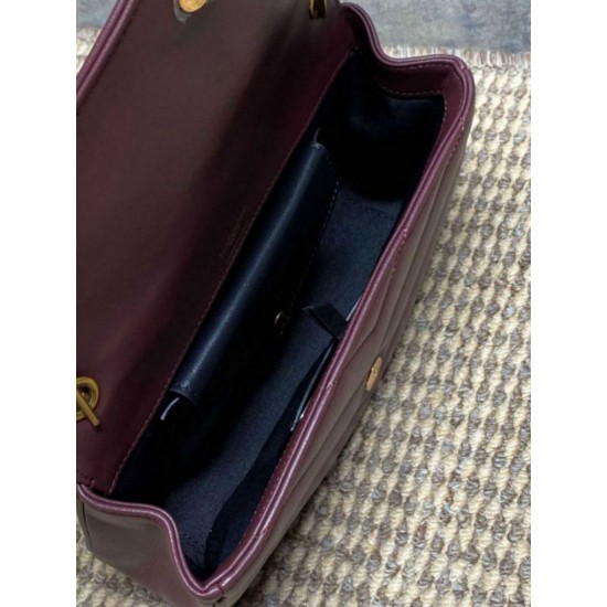AAAAA Replica YSL Saint Laurent Loulou Small Quilted Bag in Burgundy Fake Clone