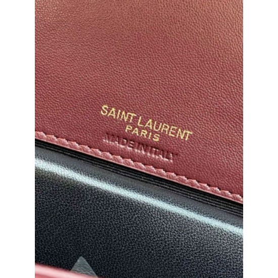 AAAAA Replica YSL Saint Laurent Loulou Small Quilted Bag in Burgundy Fake Clone