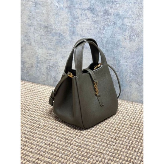 AAAAA Replica YSL Saint Laurent Le 5 à 7 Bea Baby Tote Bag in Dark Green Fake Clone
