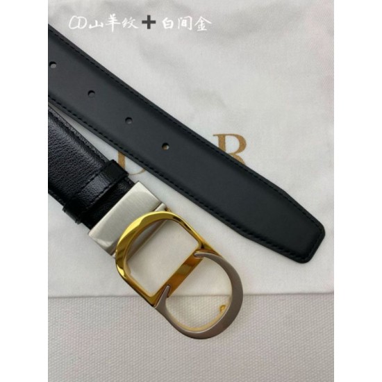 AAAAA Replica Dior 30 Montaigne Reversible Belt with CD Buckle and Logo 35MM Black Fake Clone
