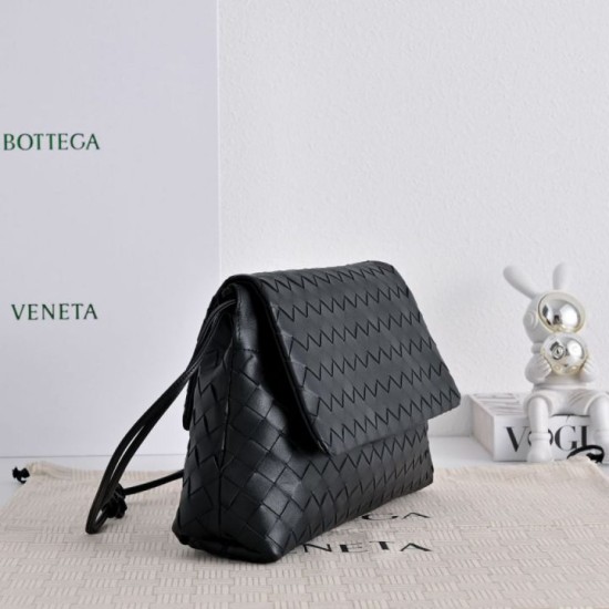Super Clone Knockoff Bottega Veneta Giorno Intrecciato Shoulder Bag Black