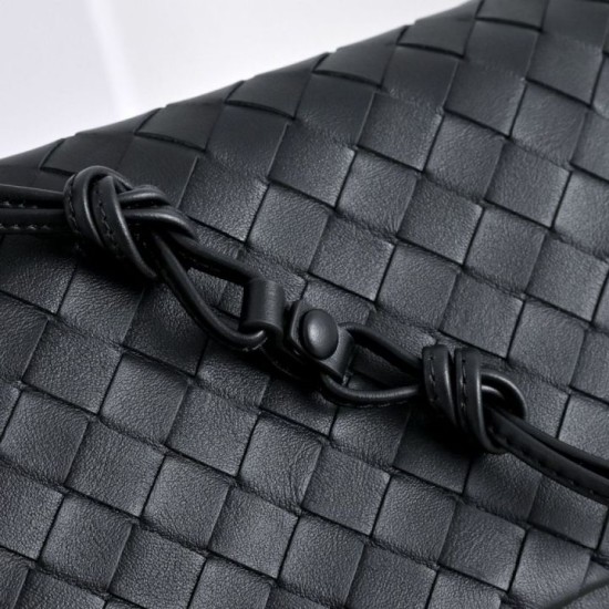 Super Clone Knockoff Bottega Veneta Giorno Intrecciato Shoulder Bag Black