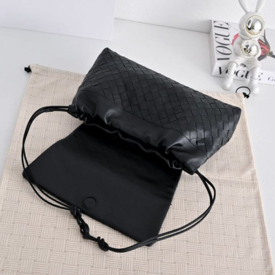 Super Clone Knockoff Bottega Veneta Giorno Intrecciato Shoulder Bag Black